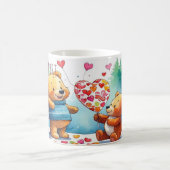Valentine Teddy Bears Sharing Heart Shaped Candies Kaffeetasse (Mittel)