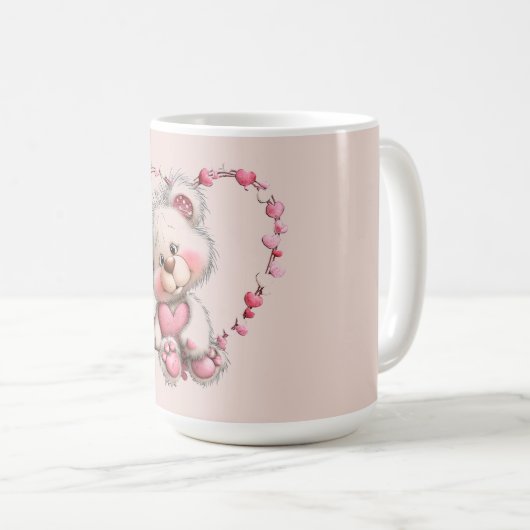 Valentine Teddy in Heart Frame Kaffeetasse (VorderseiteRechts)