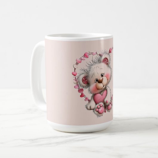 Valentine Teddy in Heart Frame Kaffeetasse (Vorderseite Links)