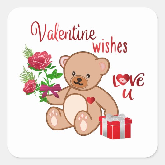 Valentine Teddy Sticker (Vorderseite)