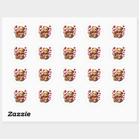 Valentine Teddy Stickers (Blatt)