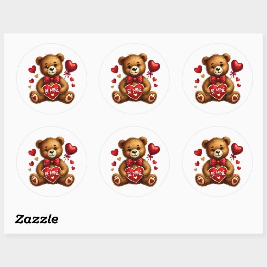 Valentine Teddy Stickers (Blatt)
