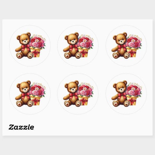 Valentine Teddy Stickers (Blatt)