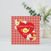 Valentine-Tee-Party-Gänseblümchen-Einladung Einladung (Stehend Vorderseite)