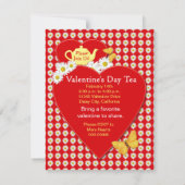 Valentine-Tee-Party-Gänseblümchen-kleine Einladung (Rückseite)