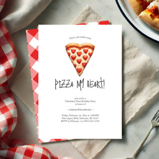 Valentine Themed Pizza Einladung zum Geburtstag