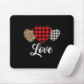 Valentine Three Hearts Leopard Buffalo Kariert Val Mousepad (Mit Mouse)