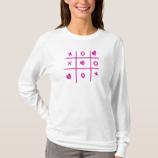 Valentine Tic Tac Toe Hearts Womens T-Shirt (Vorderseite)