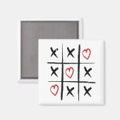 Valentine Tic Tac Toe Herztag Magnet (Vorderseite/Rückseite)