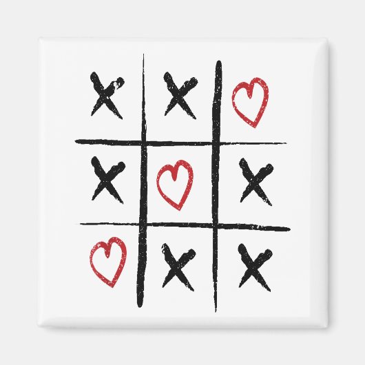 Valentine Tic Tac Toe Herztag Magnet (Vorne)