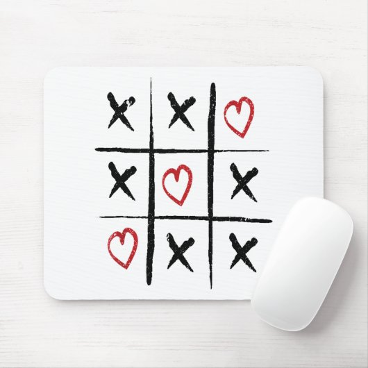 Valentine Tic Tac Toe Herztag Mousepad (Mit Mouse)