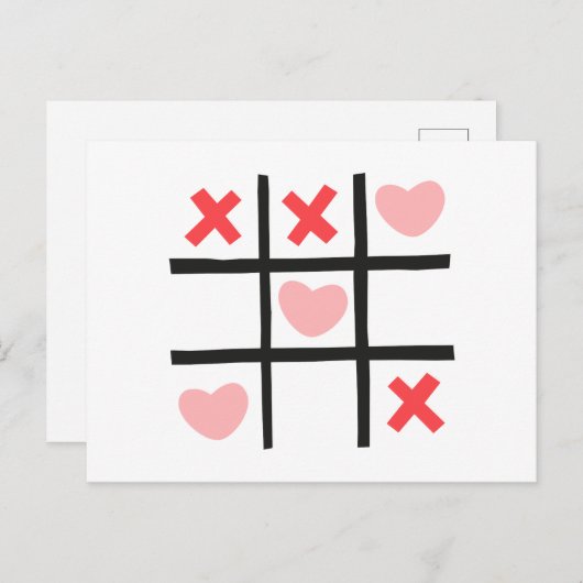 Valentine Tic Tac Toe Postkarte (Vorne/Hinten)