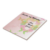 Valentine Tile mit Blumenherz und Schmetterlingen Fliese (Seite)
