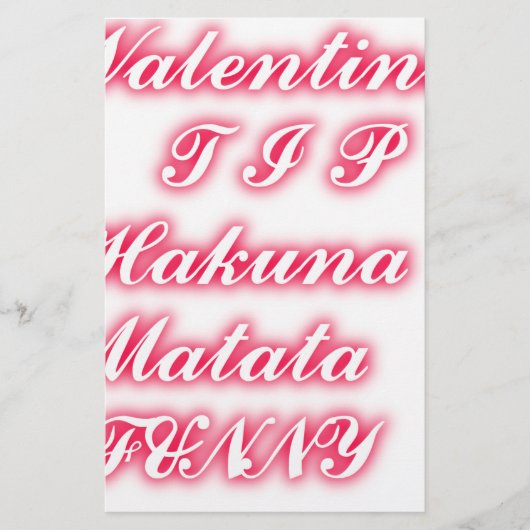 Valentine Tipp: Hakuna Matata Funny Text Art Print Briefpapier (Vorderseite)