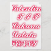 Valentine Tipp: Hakuna Matata Funny Text Art Print Briefpapier (Vorne/Hinten)