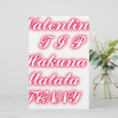 Valentine Tipp: Hakuna Matata Funny Text Art Print Briefpapier (Stehend Vorderseite)