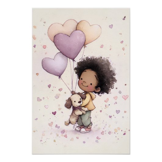 Valentine Toddler Room Art – Watercolor Poster (Vorderseite)