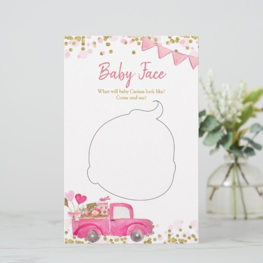 Valentine Truck Sweetheart Baby Face Card (Stehend Vorderseite)