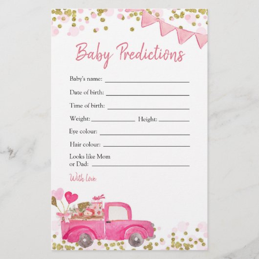 Valentine Truck Sweetheart Baby Vorhersagen (Vorderseite)