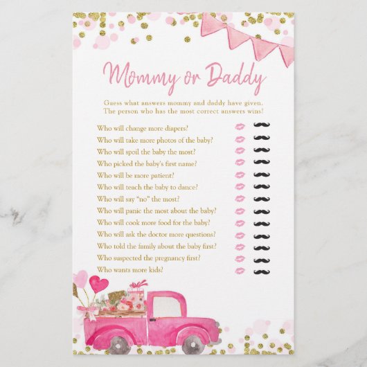 Valentine Truck Sweetheart Mommy oder Daddy (Vorderseite)