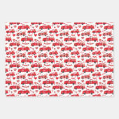 Valentine Trucks auf rosa, weiß und schwarz Geschenkpapier Set (Vorderseite 2)