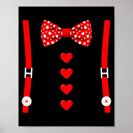 Valentine Tuxedo Heart Outfit Funny Love  Poster (Vorne)