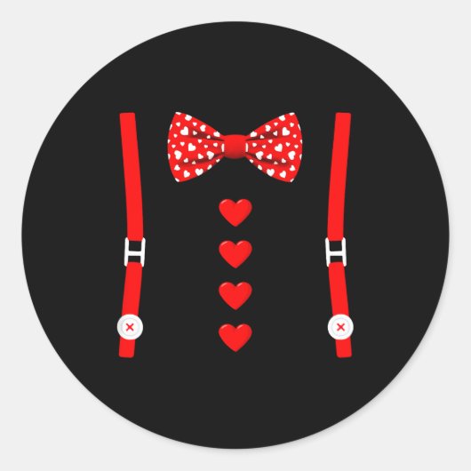 Valentine Tuxedo Heart Outfit Funny Love  Runder Aufkleber (Vorderseite)