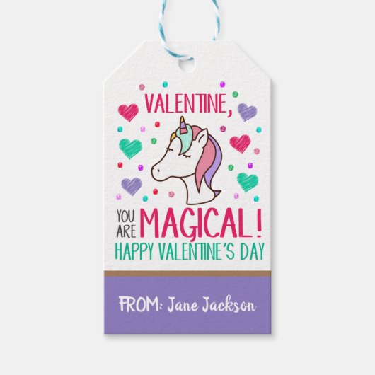 Valentine Unicorn-Geschenk-Tag Geschenkanhänger (Vorderseite)