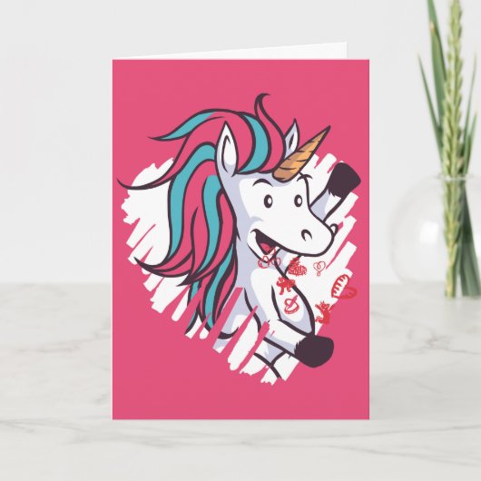 Valentine Unicorn Karte (Vorderseite)