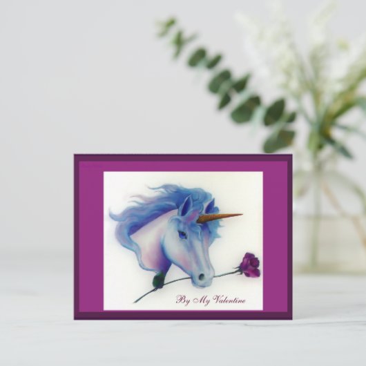 Valentine Unicorn Postkarten (Stehend Vorderseite)
