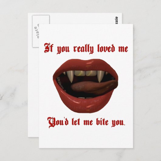 Valentine Vampire Ließ mir beißen Sie Liebe Postkarte (Vorne/Hinten)
