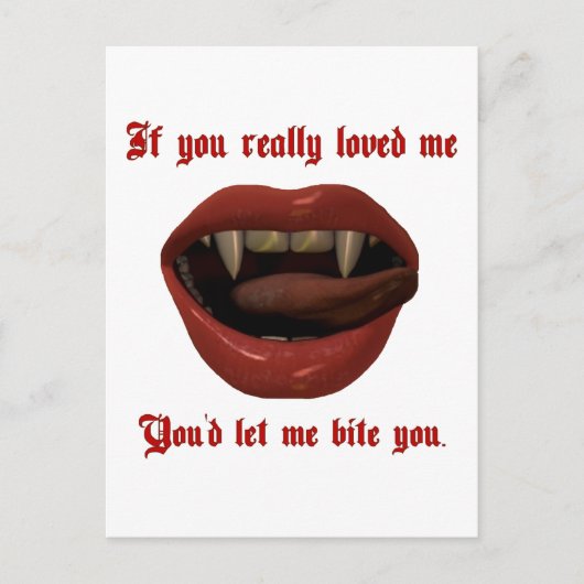 Valentine Vampire Ließ mir beißen Sie Liebe Postkarte (Vorderseite)