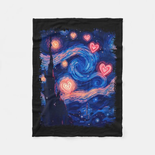 Valentine Van Gogh Starry Night Heart Matching Cou Fleecedecke (Vorderseite)