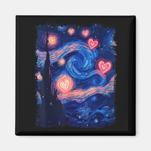 Valentine Van Gogh Starry Night Heart Matching Cou Magnet (Vorne)