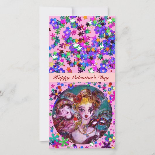 VALENTINE VENEZIANISCH MASQUERADE MASCHINE FEIERTAGSKARTE (Vorderseite)