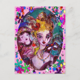 VALENTINE VENEZIANISCH MASQUERADE MASCHINE UND CON FEIERTAGSPOSTKARTE