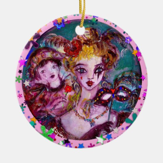 VALENTINE VENEZIANISCH MASQUERADE MASCHINE UND CON KERAMIK ORNAMENT (Vorne)