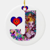 VALENTINE VENEZIANISCH MASQUERADE MONOGRAM J SCHRE KERAMIK ORNAMENT (Hinten)