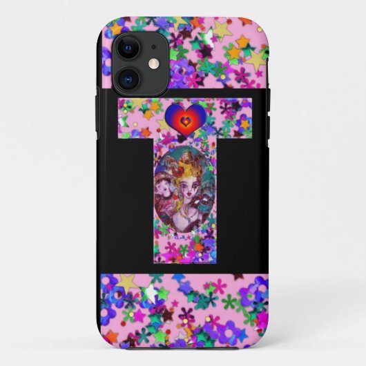 VALENTINE VENEZIANISCH MASQUERADE MONOGRAM T LETTE Case-Mate iPhone HÜLLE (Rückseite)