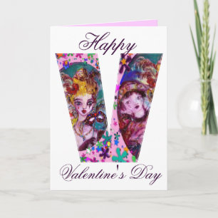 VALENTINE VENEZIANISCH MASQUERADE MONOGRAM V SCHRE FEIERTAGSKARTE