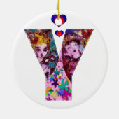 VALENTINE VENEZIANISCH MASQUERADE MONOGRAM Y BRIEF KERAMIKORNAMENT (Hinten)