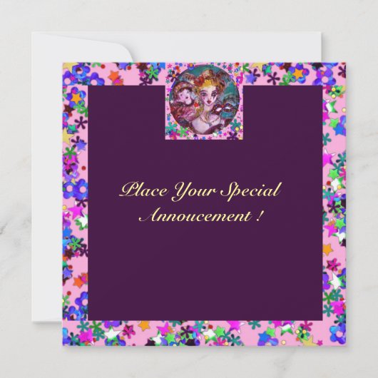 VALENTINE VENEZIANISCH MASQUERADE PARTY EINLADUNG (Vorderseite)