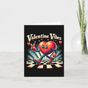 Valentine Vibes Groovy Checked Valentine Heart Cou Karte