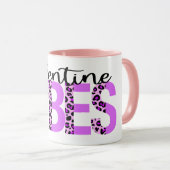 Valentine Vibes Lila Pink Black Animal Print Tasse (VorderseiteRechts)
