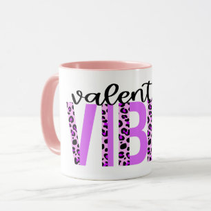 Valentine Vibes Lila Pink Black Animal Print Tasse