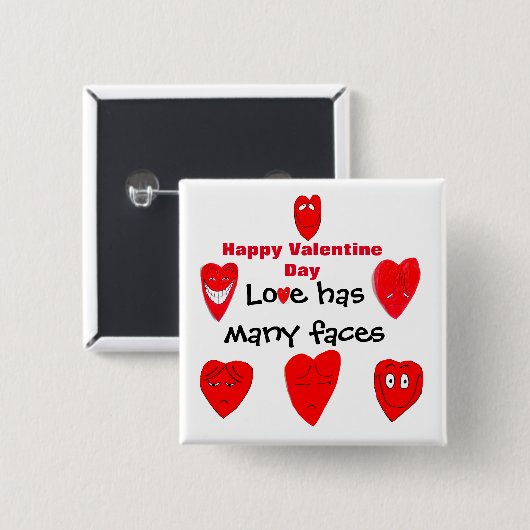 VALENTINE VIELE FACES DER LIEBE-Taste Button (Vorne & Hinten)