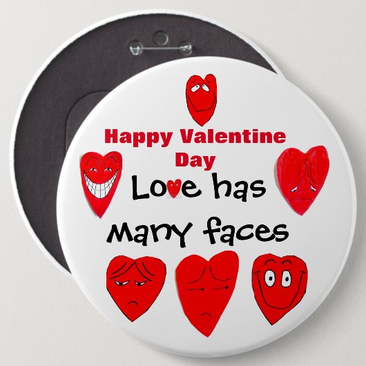 VALENTINE VIELE FACES DER LIEBE-Taste Button (Vorne & Hinten)