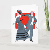 Valentine Vintag Couple Feiertagskarte (Vorderseite)