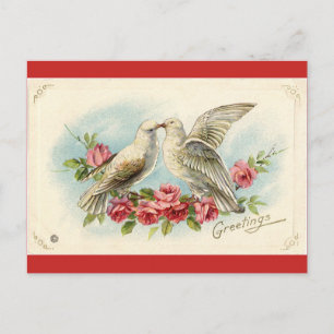 Valentine Vintag Doves Postkarte