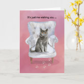 Valentine von Cat Sitting on Chair Karte (Gelbe Blume)